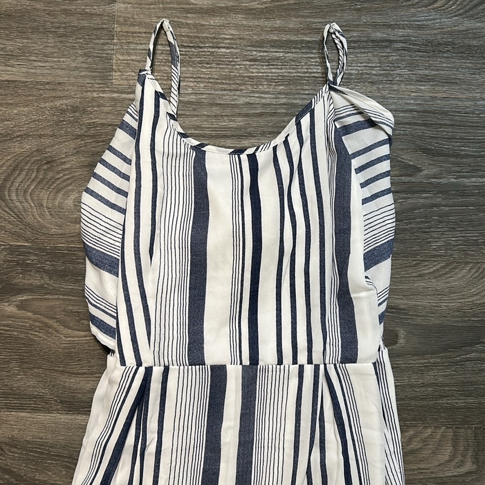 Wrangler Striped Jumpsuit Romper White Blue Lightweight Spaghetti Straps XL - Picture 4 of 12